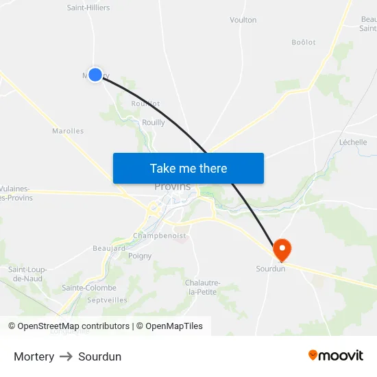 Mortery to Sourdun map
