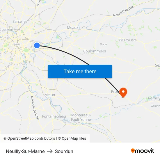 Neuilly-Sur-Marne to Sourdun map