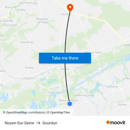 Noyen-Sur-Seine to Sourdun map