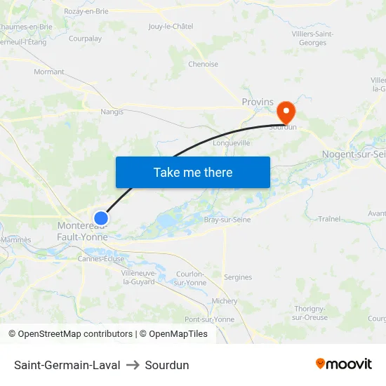 Saint-Germain-Laval to Sourdun map
