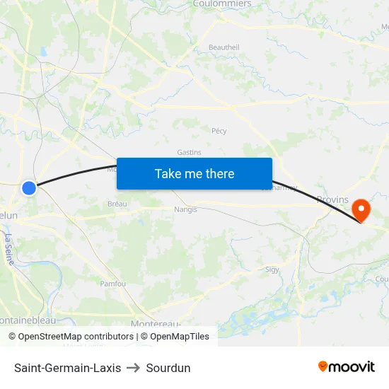 Saint-Germain-Laxis to Sourdun map