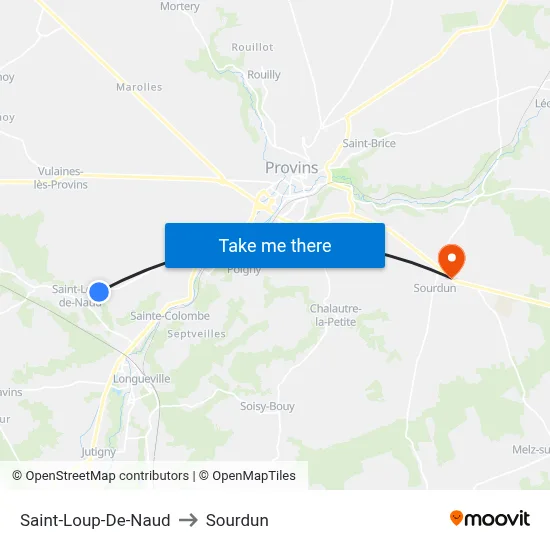 Saint-Loup-De-Naud to Sourdun map