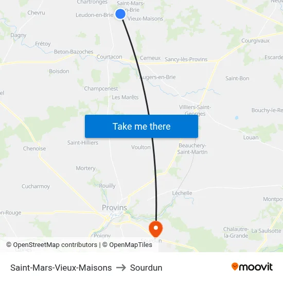 Saint-Mars-Vieux-Maisons to Sourdun map