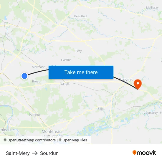 Saint-Mery to Sourdun map