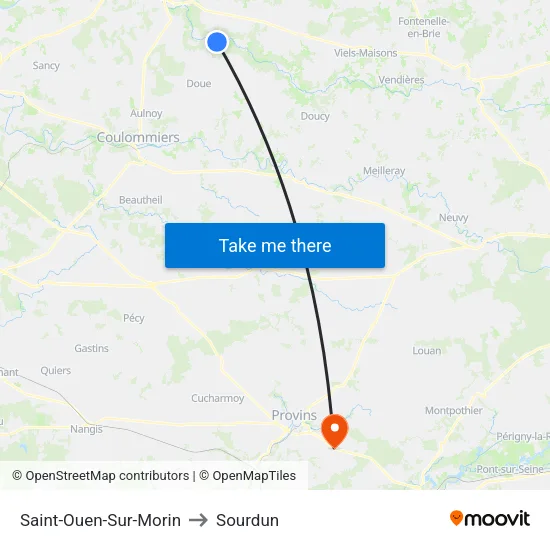 Saint-Ouen-Sur-Morin to Sourdun map
