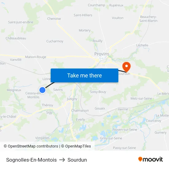 Sognolles-En-Montois to Sourdun map