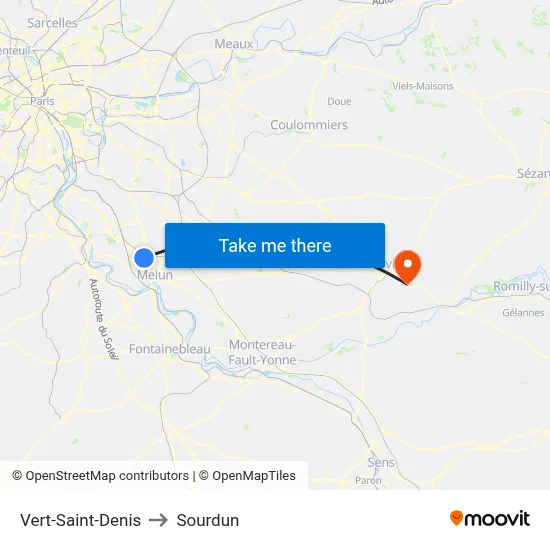 Vert-Saint-Denis to Sourdun map