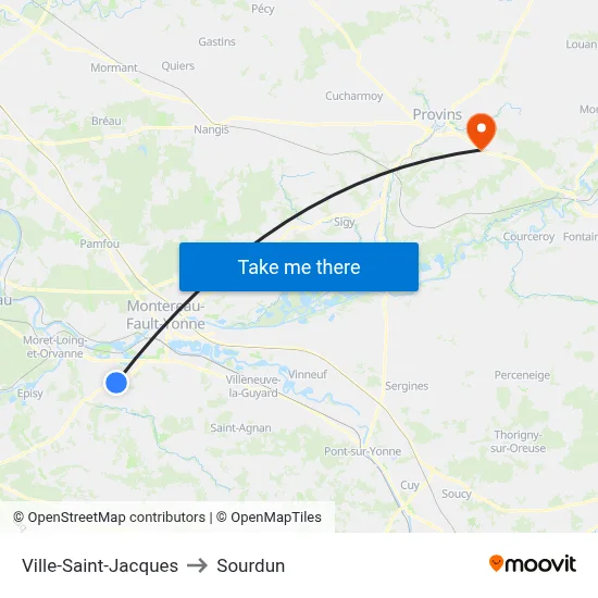 Ville-Saint-Jacques to Sourdun map