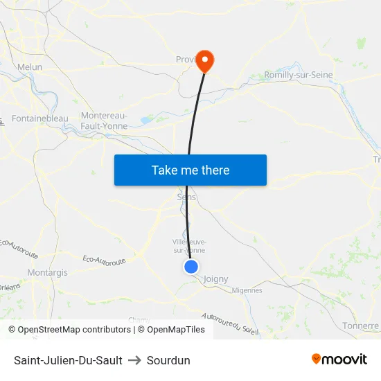 Saint-Julien-Du-Sault to Sourdun map