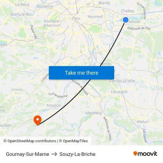 Gournay-Sur-Marne to Souzy-La-Briche map