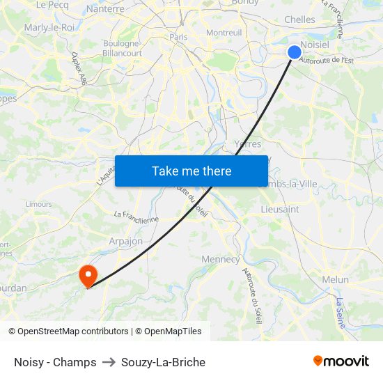 Noisy - Champs to Souzy-La-Briche map