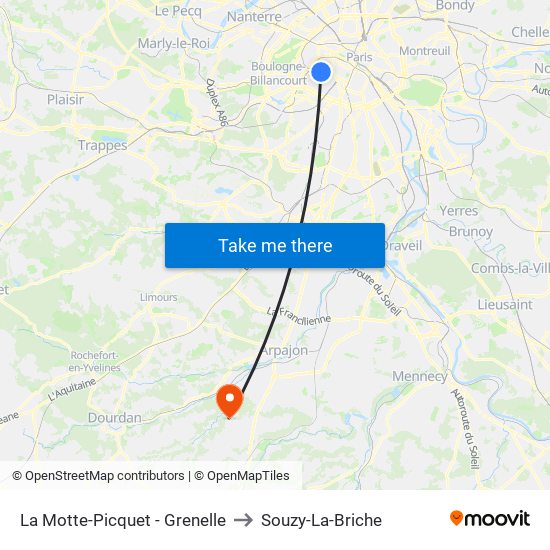 La Motte-Picquet - Grenelle to Souzy-La-Briche map