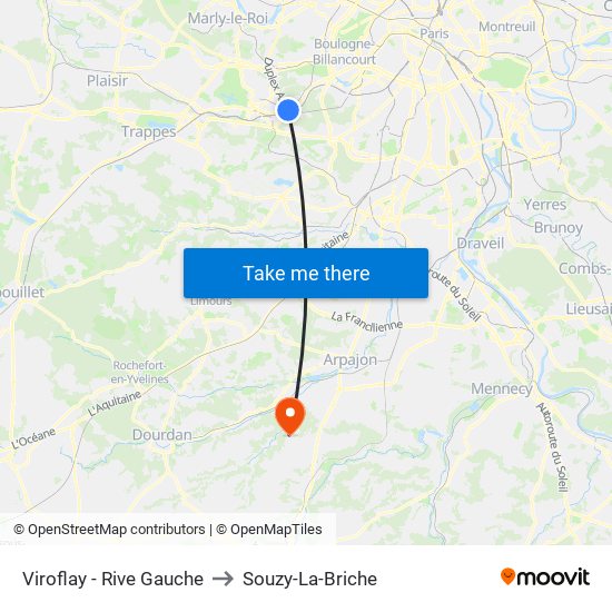 Viroflay - Rive Gauche to Souzy-La-Briche map