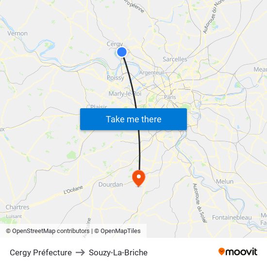 Cergy Préfecture to Souzy-La-Briche map