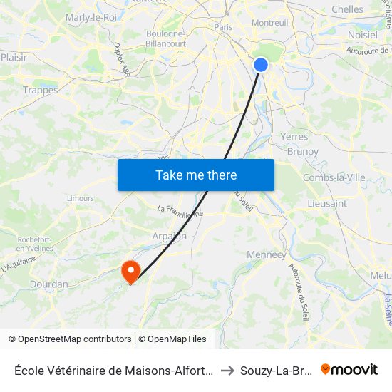 École Vétérinaire de Maisons-Alfort - Métro to Souzy-La-Briche map