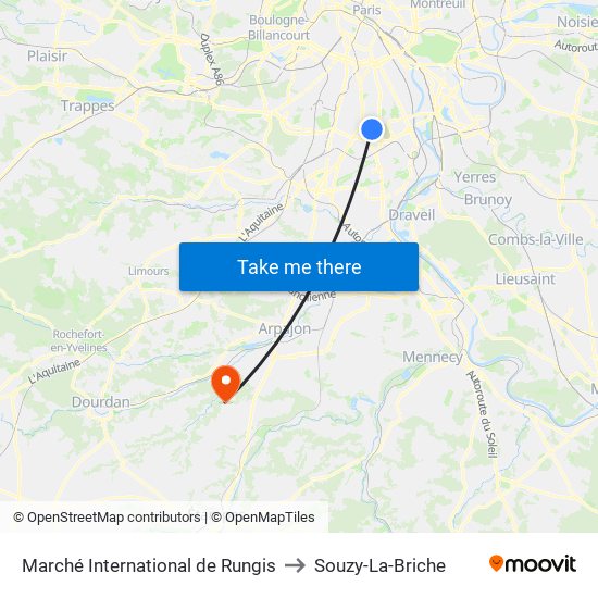 Marché International de Rungis to Souzy-La-Briche map