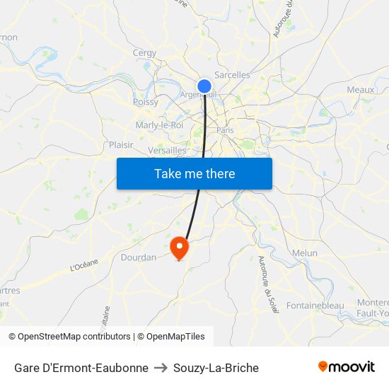 Gare D'Ermont-Eaubonne to Souzy-La-Briche map