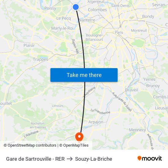 Gare de Sartrouville - RER to Souzy-La-Briche map