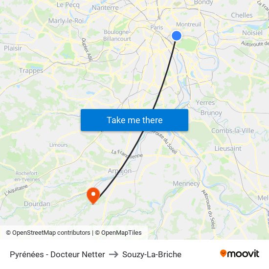 Pyrénées - Docteur Netter to Souzy-La-Briche map