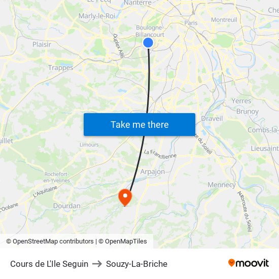 Cours de L'Ile Seguin to Souzy-La-Briche map