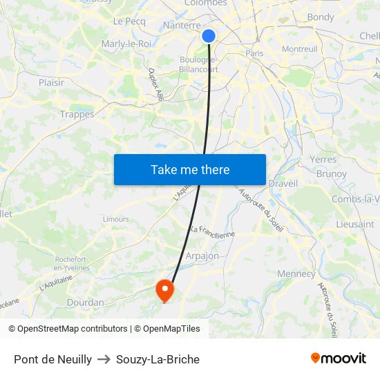 Pont de Neuilly to Souzy-La-Briche map