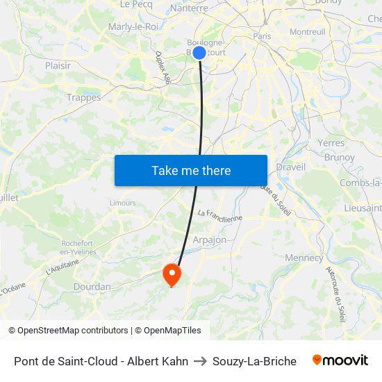 Pont de Saint-Cloud - Albert Kahn to Souzy-La-Briche map