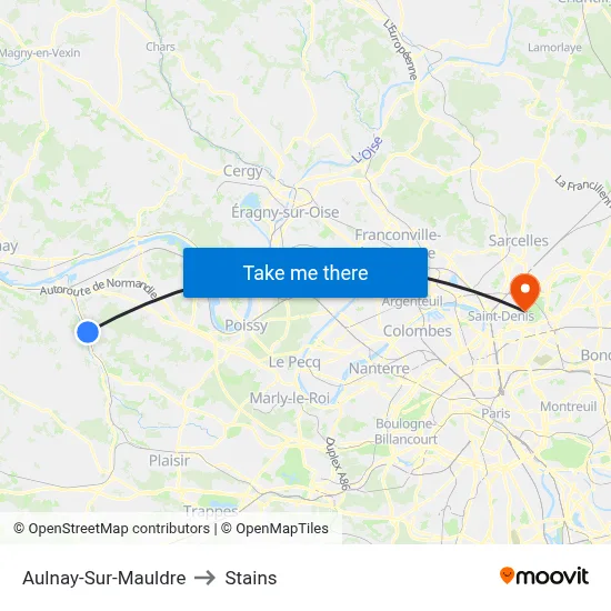 Aulnay-Sur-Mauldre to Stains map