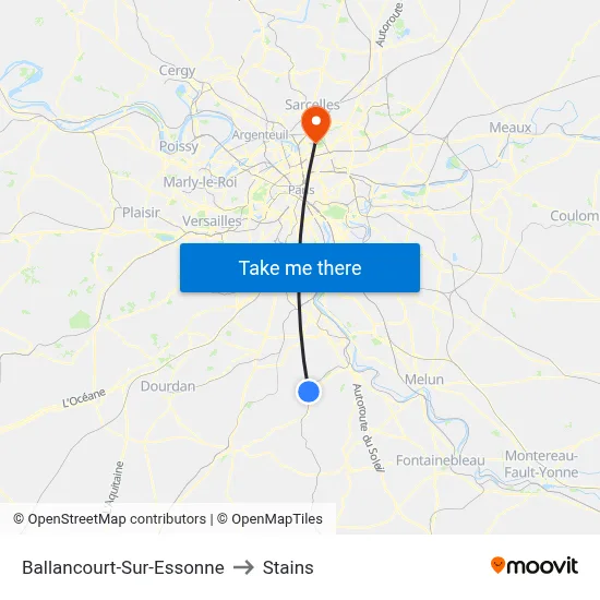 Ballancourt-Sur-Essonne to Stains map