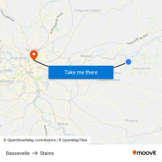 Bassevelle to Stains map