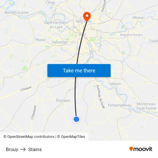 Brouy to Stains map