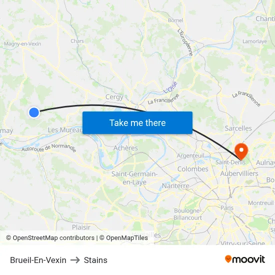 Brueil-En-Vexin to Stains map