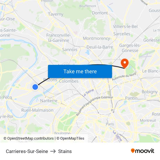 Carrieres-Sur-Seine to Stains map