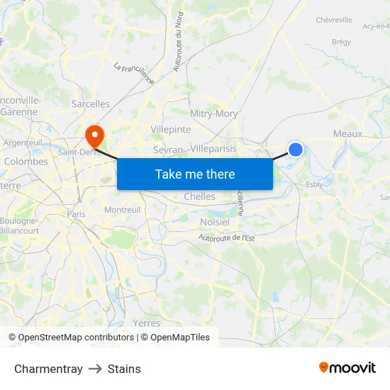 Charmentray to Stains map