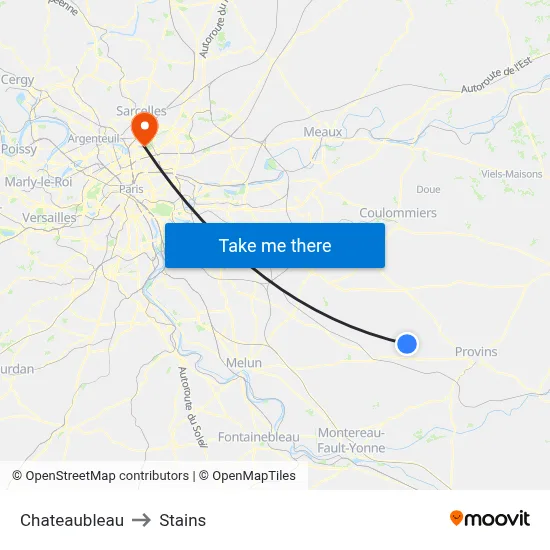 Chateaubleau to Stains map