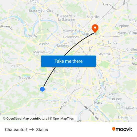 Chateaufort to Stains map