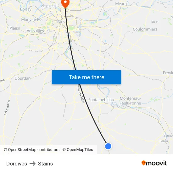 Dordives to Stains map