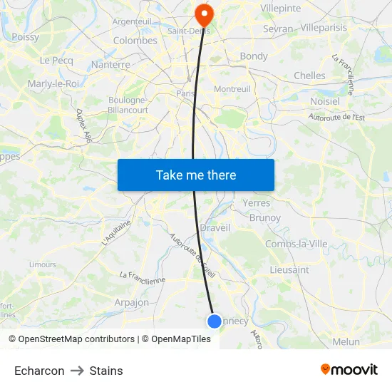 Echarcon to Stains map