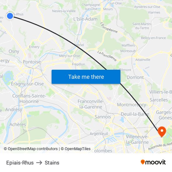 Epiais-Rhus to Stains map