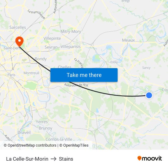 La Celle-Sur-Morin to Stains map