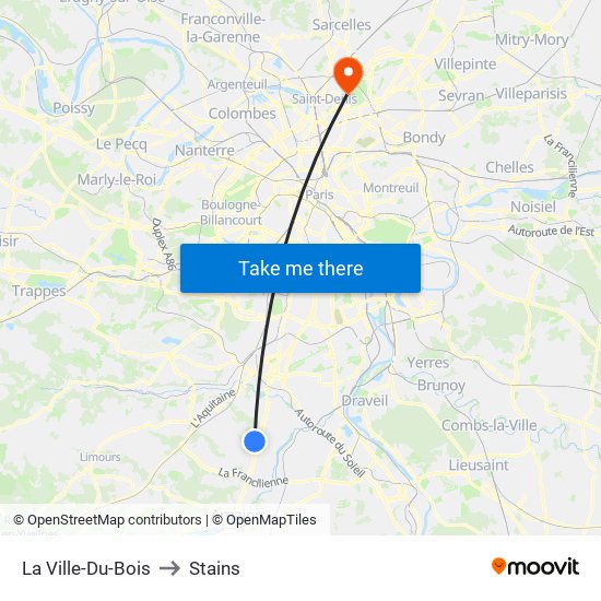 La Ville-Du-Bois to Stains map