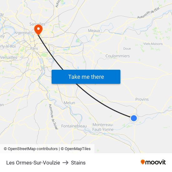 Les Ormes-Sur-Voulzie to Stains map