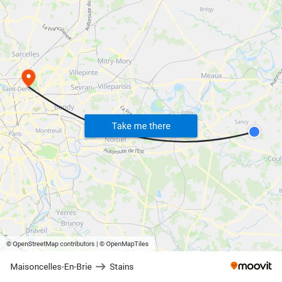 Maisoncelles-En-Brie to Stains map