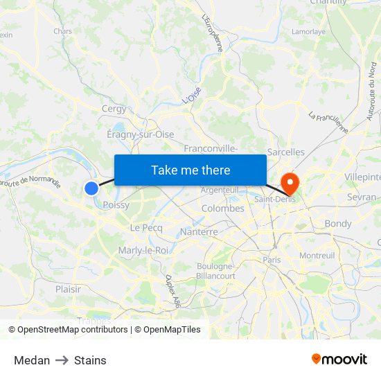 Medan to Stains map