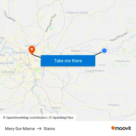 Mery-Sur-Marne to Stains map