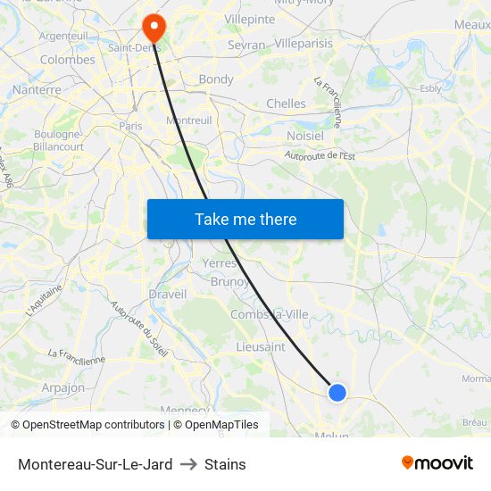 Montereau-Sur-Le-Jard to Stains map