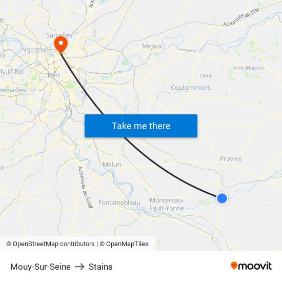 Mouy-Sur-Seine to Stains map