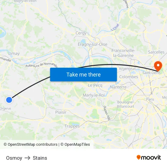 Osmoy to Stains map