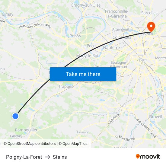Poigny-La-Foret to Stains map