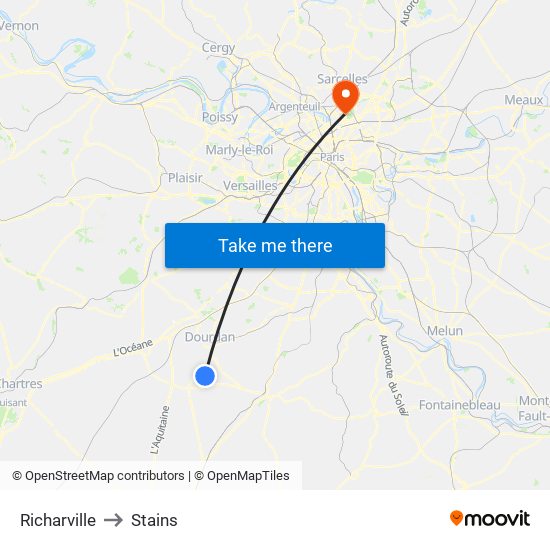 Richarville to Stains map