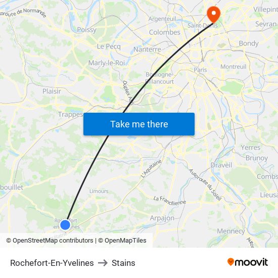 Rochefort-En-Yvelines to Stains map